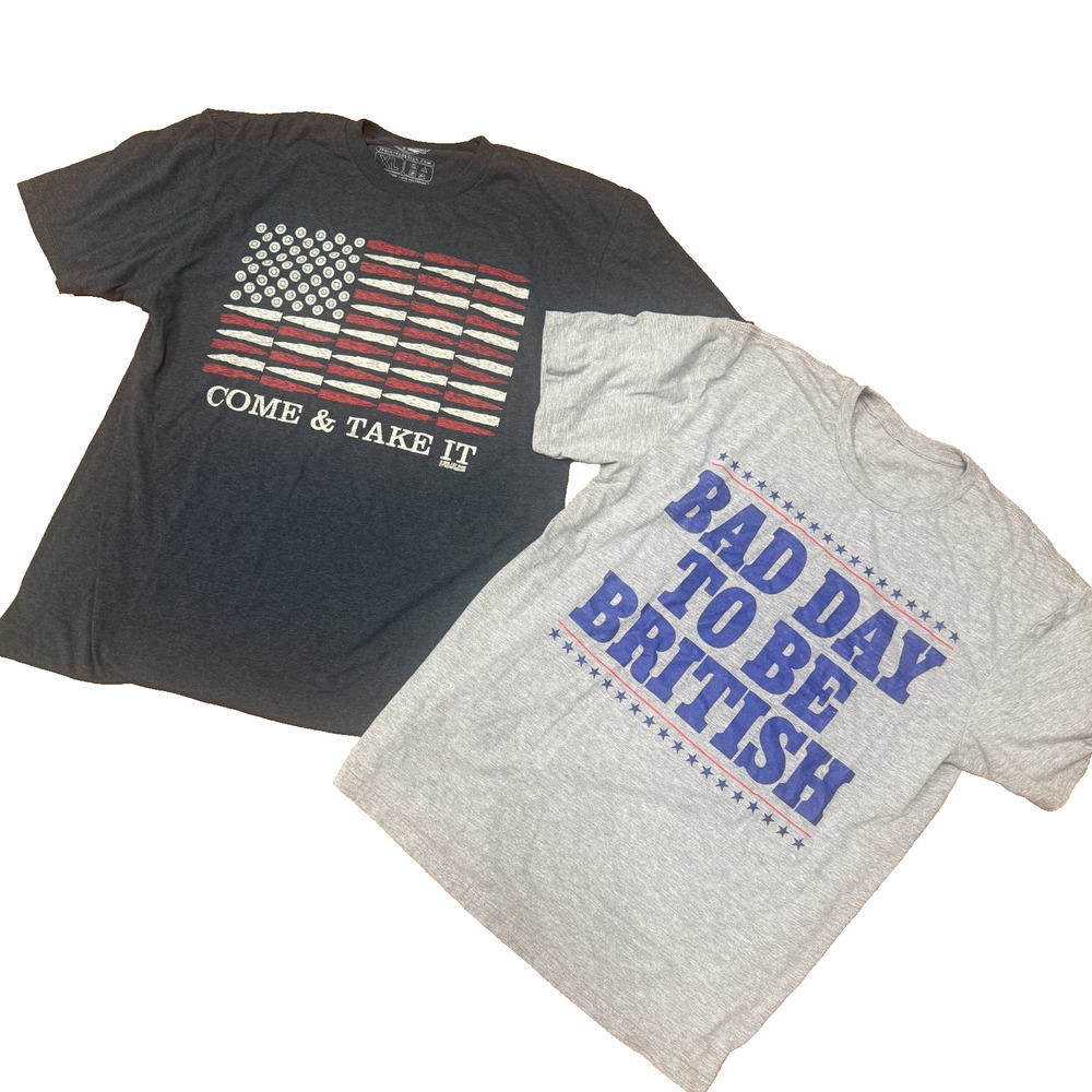 Lot of 2 4th of July Patriotic t-shirt men's XL Bad Day to be British funny USA